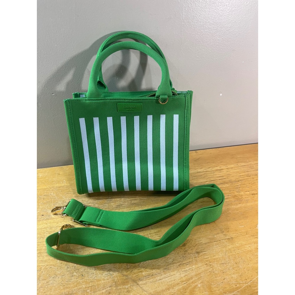 Kate Spade Target New York Green White Striped Knit Mini Tote Crossbody Bag